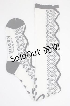 画像: axes femme Kawaii / レースアップ柄オーバーニー  クロ T-26-01-04-009-AX-ZA-SA-ZT