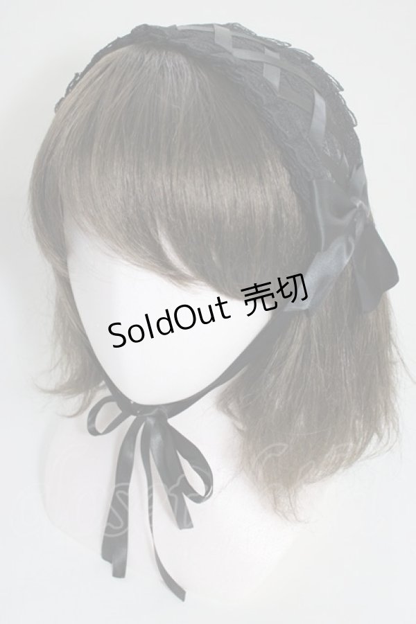 画像1: Snowdrop to Saint Maria / 編み上げリボンヘッドドレス  黒 T-26-01-04-011-0-AC-SA-ZT (1)