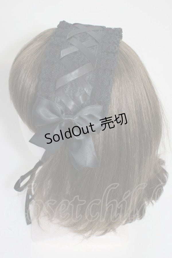 画像2: Snowdrop to Saint Maria / 編み上げリボンヘッドドレス  黒 T-26-01-04-011-0-AC-SA-ZT (2)