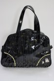 画像1: PEACE NOW / ストライプ柄ハンドバッグ  黒ＸグレーＸ黄色 T-26-01-04-002-PU-BG-SA-ZT (1)
