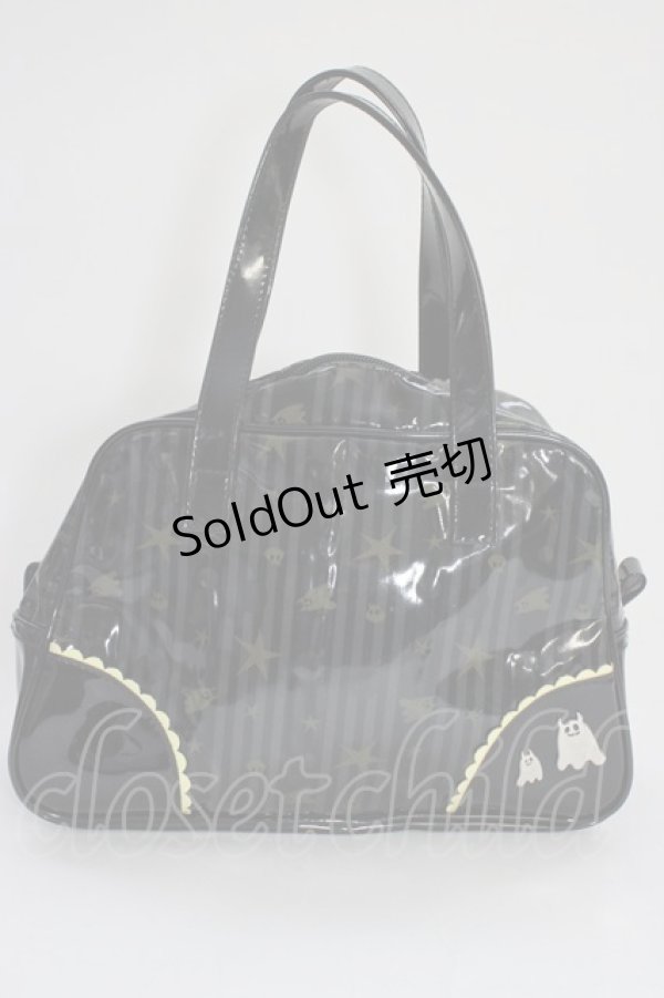 画像1: PEACE NOW / ストライプ柄ハンドバッグ  黒ＸグレーＸ黄色 T-26-01-04-002-PU-BG-SA-ZT (1)