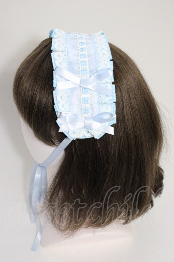 画像2: Snowdrop to Saint Maria / ギンガムチェックリボンヘッドドレス  青Ｘ白 T-26-01-04-013-0-AC-SA-ZT (2)