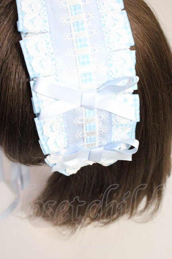 画像3: Snowdrop to Saint Maria / ギンガムチェックリボンヘッドドレス  青Ｘ白 T-26-01-04-013-0-AC-SA-ZT (3)