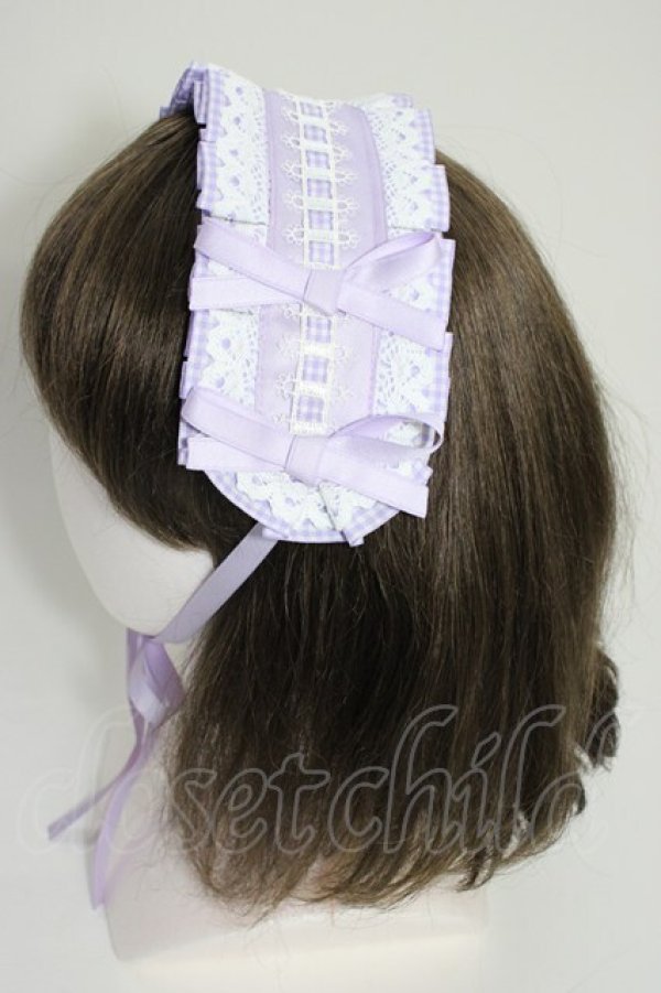 画像2: Snowdrop to Saint Maria / ギンガムチェックリボンヘッドドレス  ラベンダー T-26-01-04-014-0-AC-SA-ZT (2)