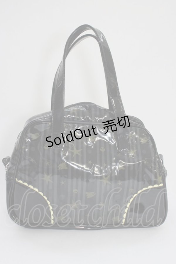 画像2: PEACE NOW / ストライプ柄ハンドバッグ  黒ＸグレーＸ黄色 T-26-01-04-002-PU-BG-SA-ZT (2)