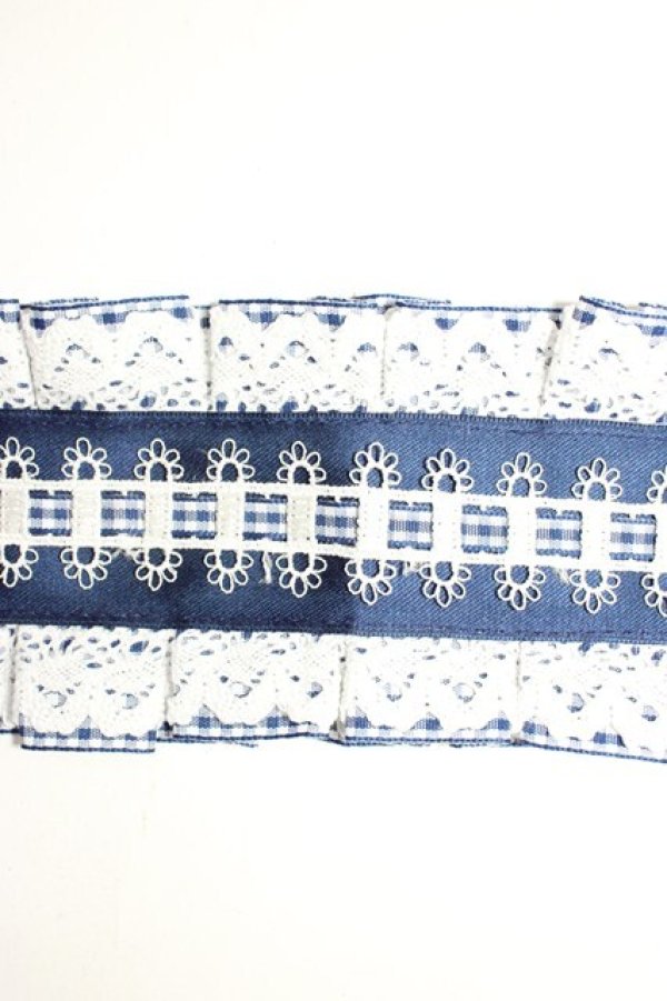 画像4: Snowdrop to Saint Maria / ギンガムチェックリボンヘッドドレス  紺Ｘ白 T-26-01-04-016-0-AC-SA-ZT (4)