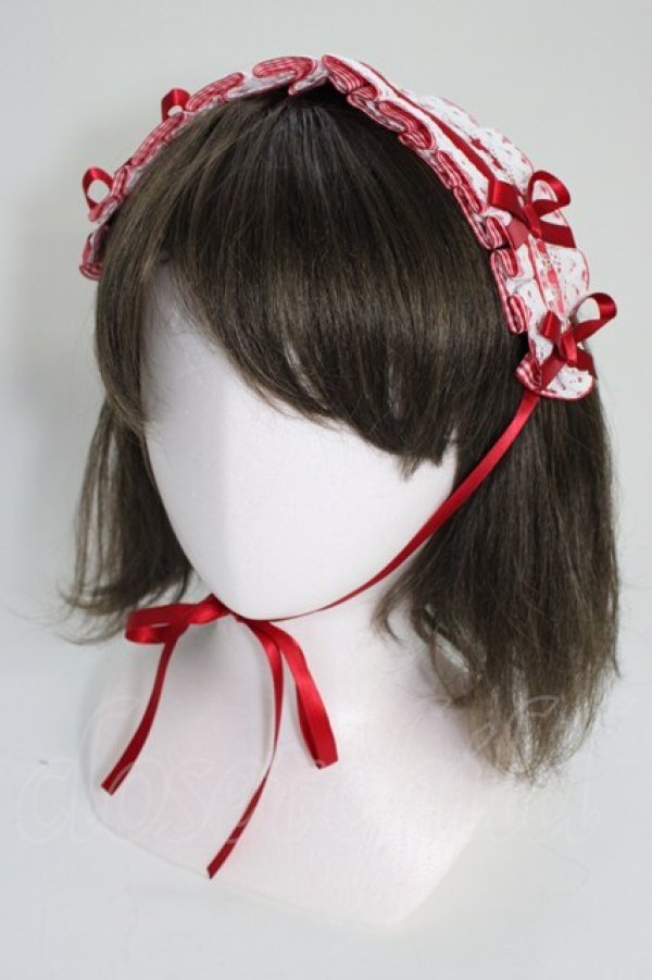 画像1: Snowdrop to Saint Maria / ギンガムチェックリボンヘッドドレス  赤Ｘ白 T-26-01-04-017-0-AC-SA-ZT (1)