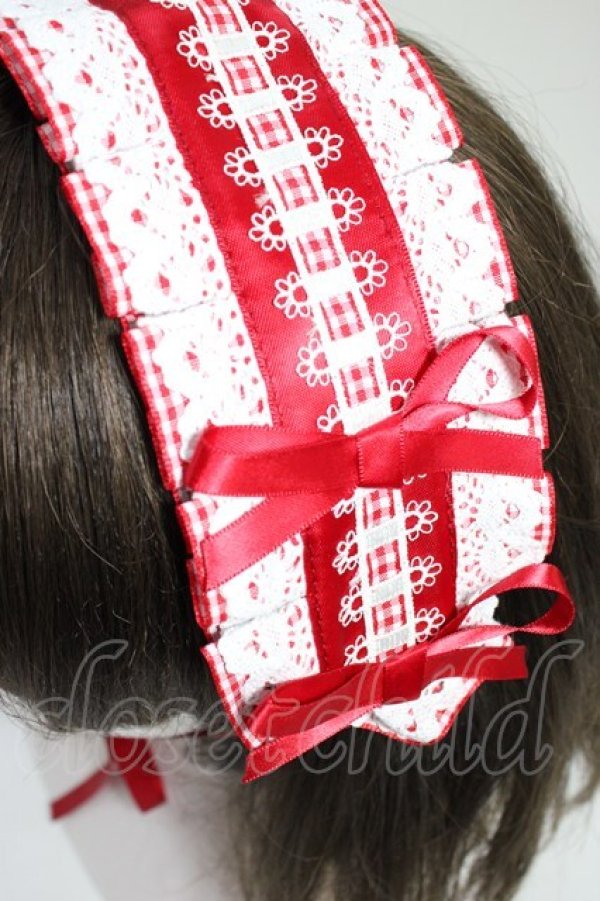 画像3: Snowdrop to Saint Maria / ギンガムチェックリボンヘッドドレス  赤Ｘ白 T-26-01-04-017-0-AC-SA-ZT (3)