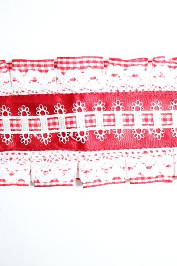 画像4: Snowdrop to Saint Maria / ギンガムチェックリボンヘッドドレス  赤Ｘ白 T-26-01-04-017-0-AC-SA-ZT (4)