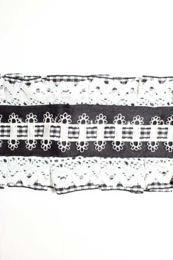 画像4: Snowdrop to Saint Maria / ギンガムチェックリボンヘッドドレス  黒Ｘ白 T-26-01-04-018-0-AC-SA-ZT (4)