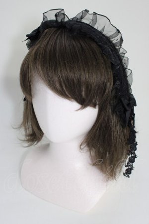 画像: HN+nois / ローズレースリボンカチューシャ  黒 T-26-01-04-019-HN-AC-SA-ZT