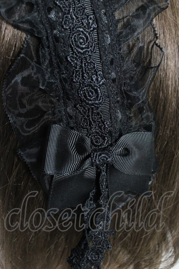 画像4: HN+nois / ローズレースリボンカチューシャ  黒 T-26-01-04-019-HN-AC-SA-ZT (4)