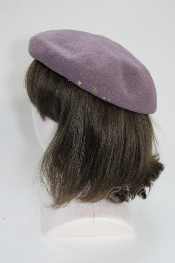 画像3: axes femme / 冬の星座刺繍ベレー  紫 T-26-01-04-020-AX-AC-SA-ZT (3)