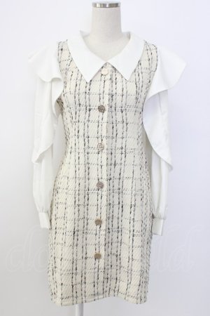 画像: An MILLE / ツイード袖切り替えワンピース  ベージュ T-26-01-08-004-EL-OP-SA-ZT