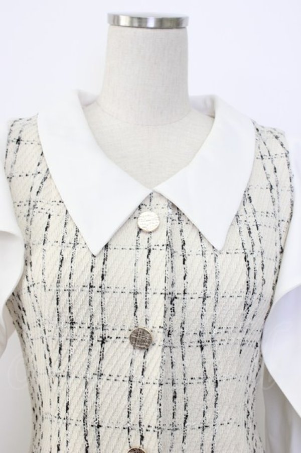 画像4: An MILLE / ツイード袖切り替えワンピース  ベージュ T-26-01-08-004-EL-OP-SA-ZT (4)