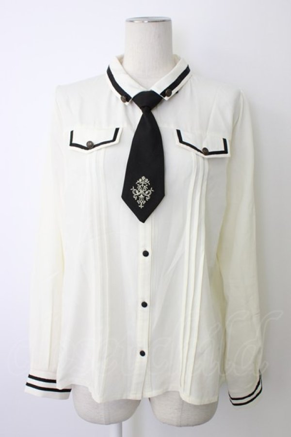 画像1: axes femme / ミリタリー風ブラウス L ホワイト T-26-01-09-001-AX-BL-SA-ZT (1)