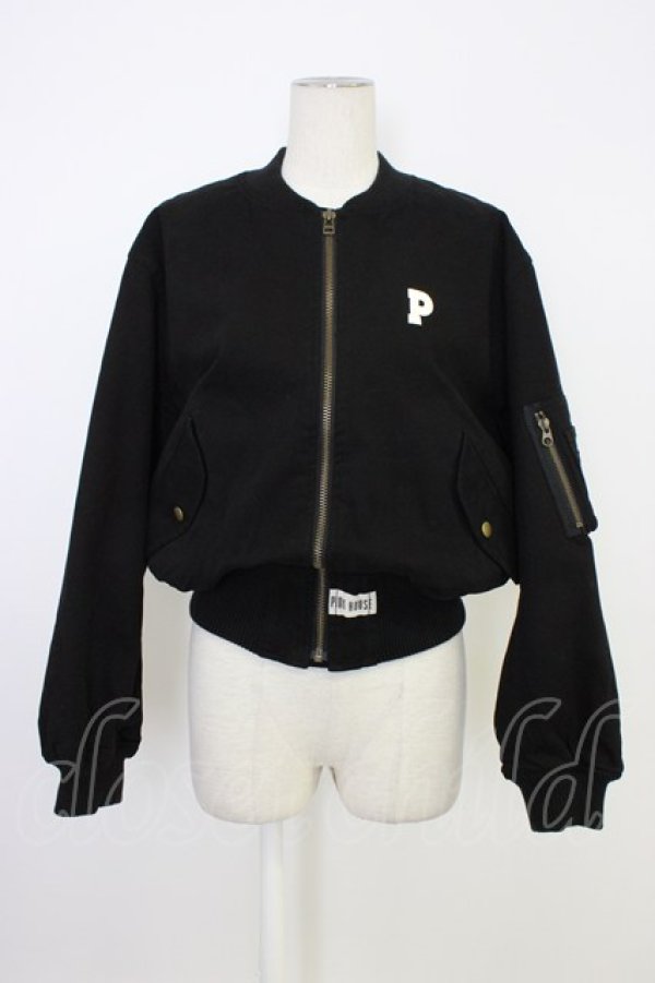 画像1: PINK HOUSE / ロゴブルゾン  黒Ｘ白 T-26-01-09-029-LO-JA-SA-ZT (1)