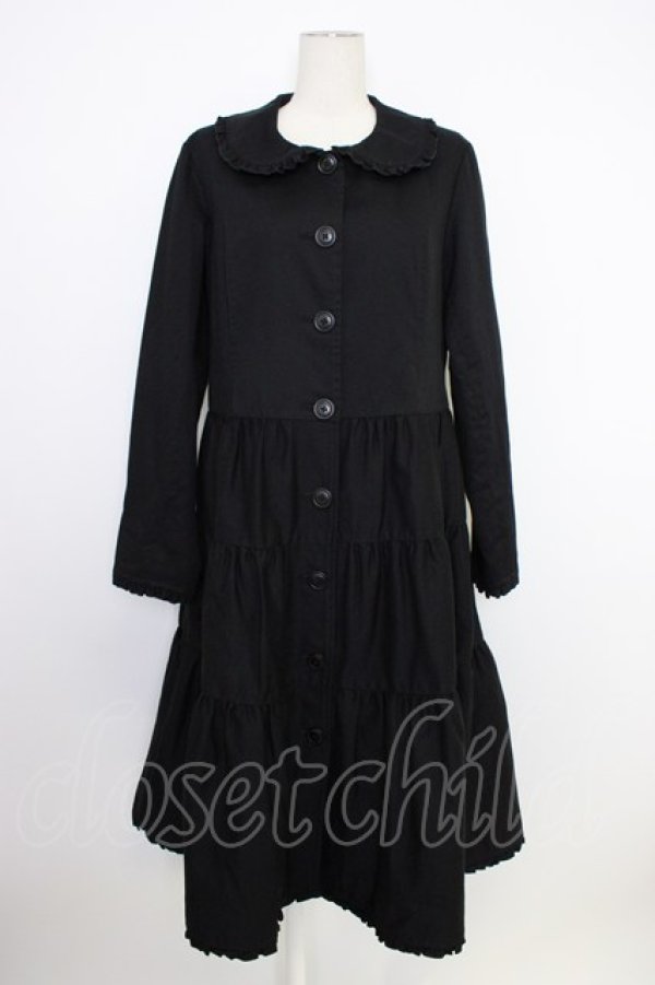 画像1: PINK HOUSE / 襟付きロングティアードコート  黒 T-26-01-09-030-LO-CO-SA-ZT (1)