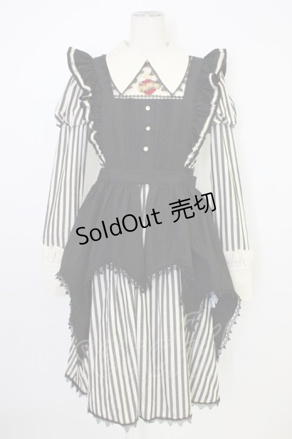 画像1: 仲夏物語 / 薔薇スペード刺繍ストライプワンピースセット S アイボリーＸ黒 T-26-01-09-031-EL-OP-SA-ZT (1)