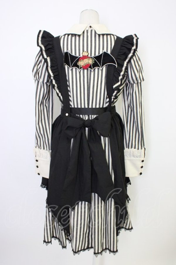 画像2: 仲夏物語 / 薔薇スペード刺繍ストライプワンピースセット S アイボリーＸ黒 T-26-01-09-031-EL-OP-SA-ZT (2)