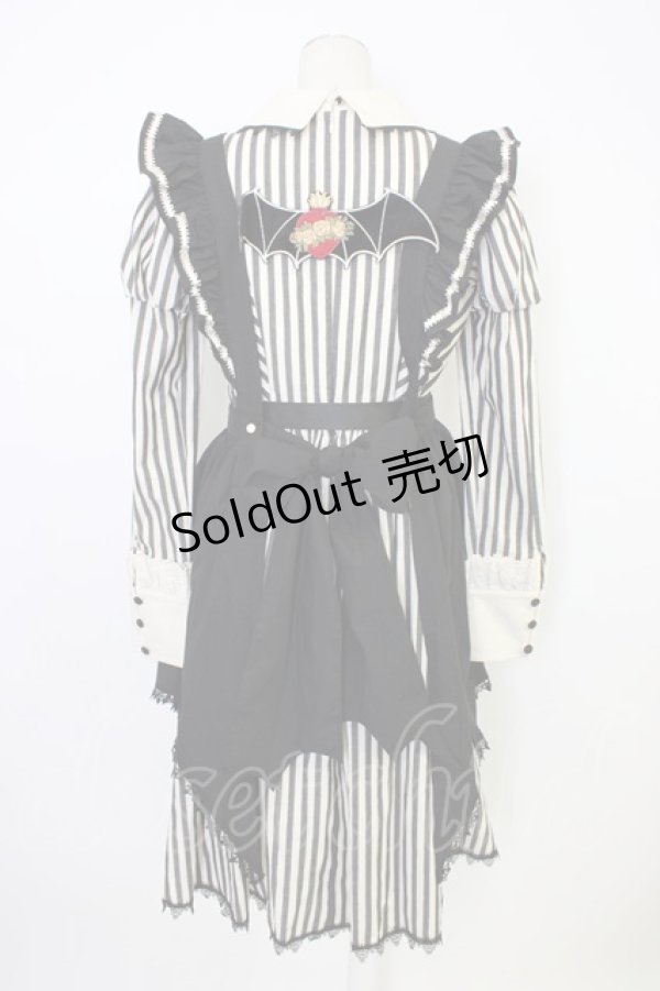 画像2: 仲夏物語 / 薔薇スペード刺繍ストライプワンピースセット S アイボリーＸ黒 T-26-01-09-031-EL-OP-SA-ZT (2)