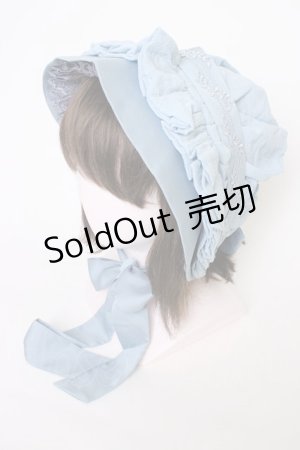 画像: ZJ STORY / リボンフラワーレースボンネット  サックス T-26-01-09-032-0-AC-SA-ZT433