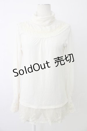 画像: axes femme / ハイネック裾レースプルオーバー  アイボリー T-26-01-09-004-AX-TO-SA-ZT