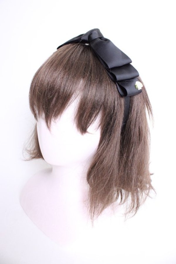 画像1: m petit by misako / NINA'sコラボ AM*NIリボンカチューシャ  黒 T-26-01-09-034-LO-AC-SA-ZT (1)