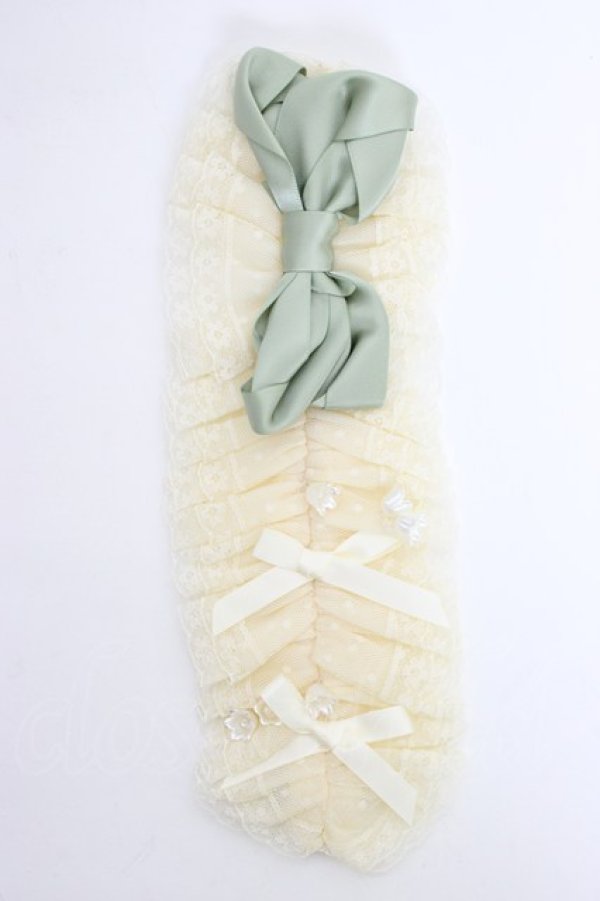 画像3: Mademoiselle Pearl（海外ロリータブランド） / 鈴蘭リボンヘッドドレス  アイボリーＸグリーン T-26-01-09-035-0-AC-SA-ZT (3)