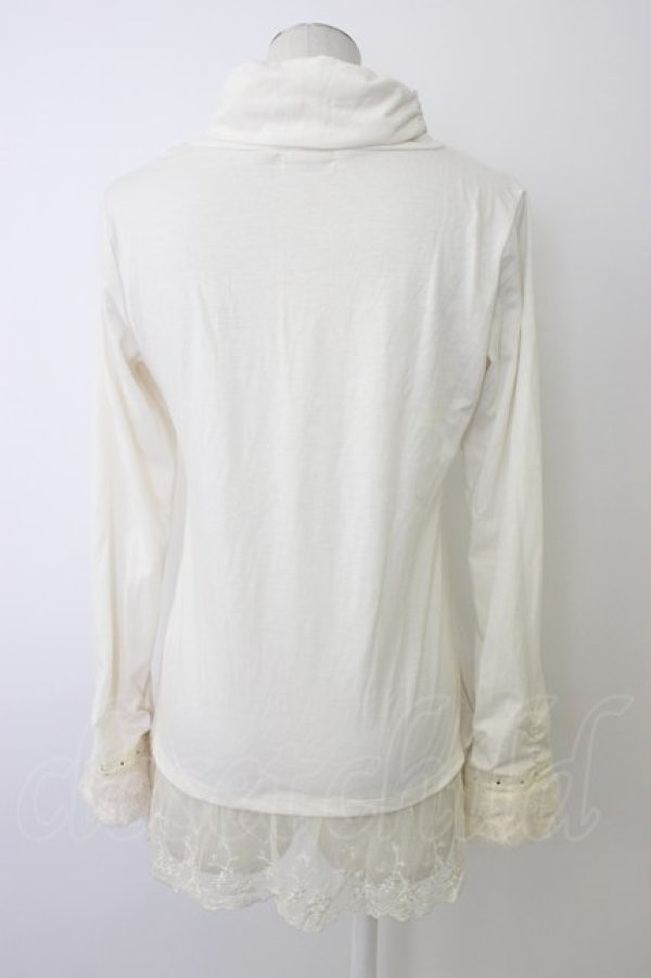 画像2: axes femme / ハイネック裾レースプルオーバー  アイボリー T-26-01-09-004-AX-TO-SA-ZT (2)