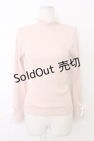 画像: axes femme / 袖レースデザインラメニット  ピンク T-26-01-09-010-AX-TO-SA-ZT