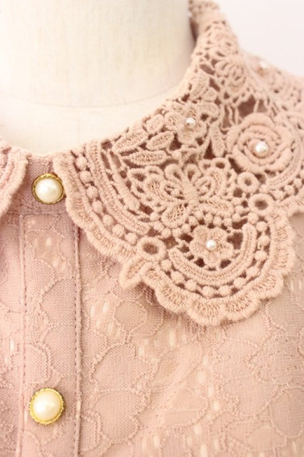 画像3: axes femme / レースパールブラウス  ピンク T-26-01-09-011-AX-BL-SA-ZT (3)