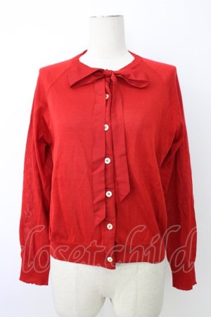 画像: Jane Marple Dans Le Salon / リボンタイ付きカーディガン M レッド T-26-01-09-013-JM-TO-SA-ZT