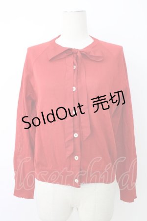 画像: Jane Marple Dans Le Salon / リボンタイ付きカーディガン M レッド T-26-01-09-013-JM-TO-SA-ZT