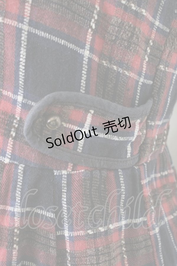 画像3: axes femme / フロントレースチェックジャンパースカート  ネイビーＸレッドチェック T-26-01-09-014-AX-OP-SA-ZT568 (3)