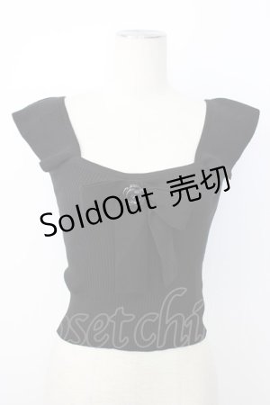 画像: MARBLE / フロントリボンニットキャミ  黒 T-26-01-09-015-GO-TO-SA-ZT
