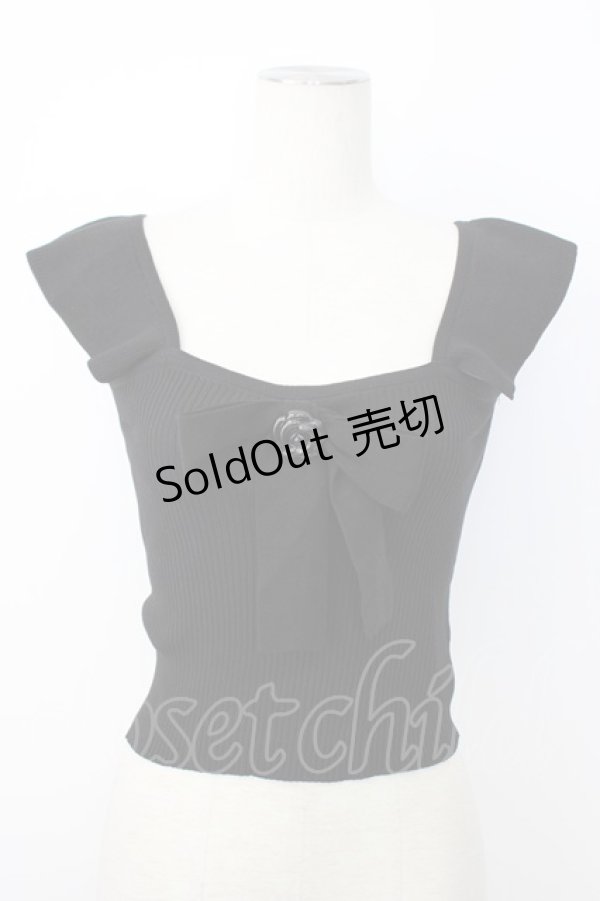 画像1: MARBLE / フロントリボンニットキャミ  黒 T-26-01-09-015-GO-TO-SA-ZT (1)