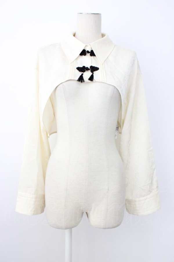 画像1: axes femme / チャイナ釦付ボレロ風ブラウス  キナリ T-26-01-09-002-AX-TO-SA-ZT (1)