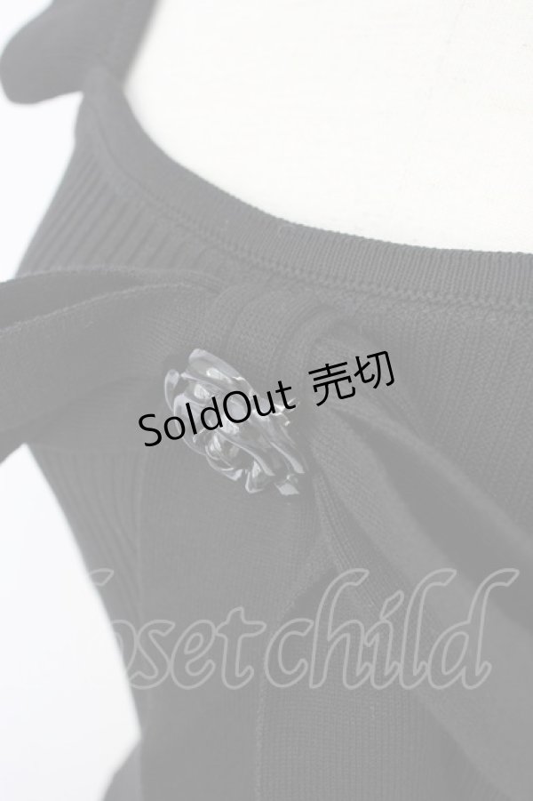 画像3: MARBLE / フロントリボンニットキャミ  黒 T-26-01-09-015-GO-TO-SA-ZT (3)