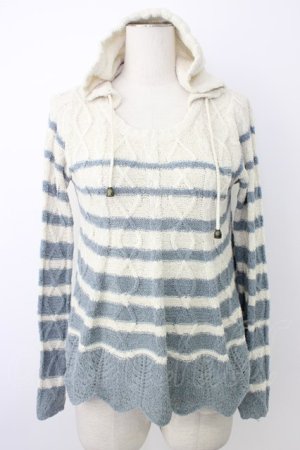 画像: axes femme / ボーダーニットフードトップス  アイボリーＸブルー T-26-01-09-016-AX-OP-SA-ZT