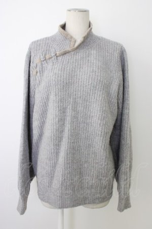 画像: axes femme / チャイナ風メランジニット  ラベンダー T-26-01-09-017-AX-TO-SA-ZT