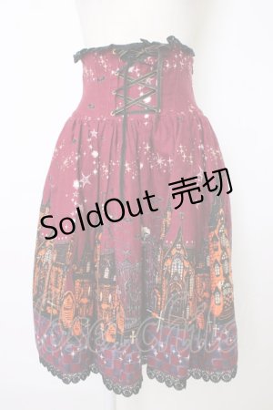 画像: ALICE and the PIRATES / ゴーストタウンのメリィメイキング柄 スカート  エンジ T-26-01-09-023-PA-SK-SA-ZT568