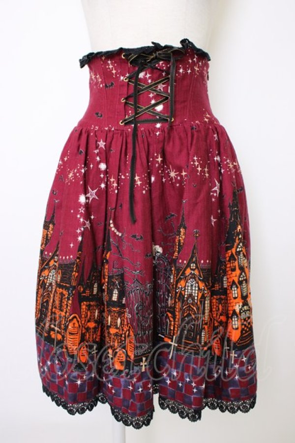 画像1: ALICE and the PIRATES / ゴーストタウンのメリィメイキング柄 スカート  エンジ T-26-01-09-023-PA-SK-SA-ZT (1)