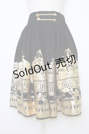 画像: LIEF / サーカスプリントスカート  黒Ｘゴールド T-26-01-09-024-LO-SK-SA-ZT