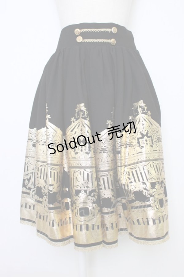 画像1: LIEF / サーカスプリントスカート  黒Ｘゴールド T-26-01-09-024-LO-SK-SA-ZT (1)