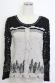 画像1: axes femme / レース切り替え森柄トップス  グレーＸ黒 T-26-01-10-001-AX-TO-SA-ZT (1)