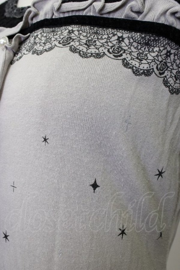 画像5: axes femme / レース切り替え森柄トップス  グレーＸ黒 T-26-01-10-001-AX-TO-SA-ZT (5)