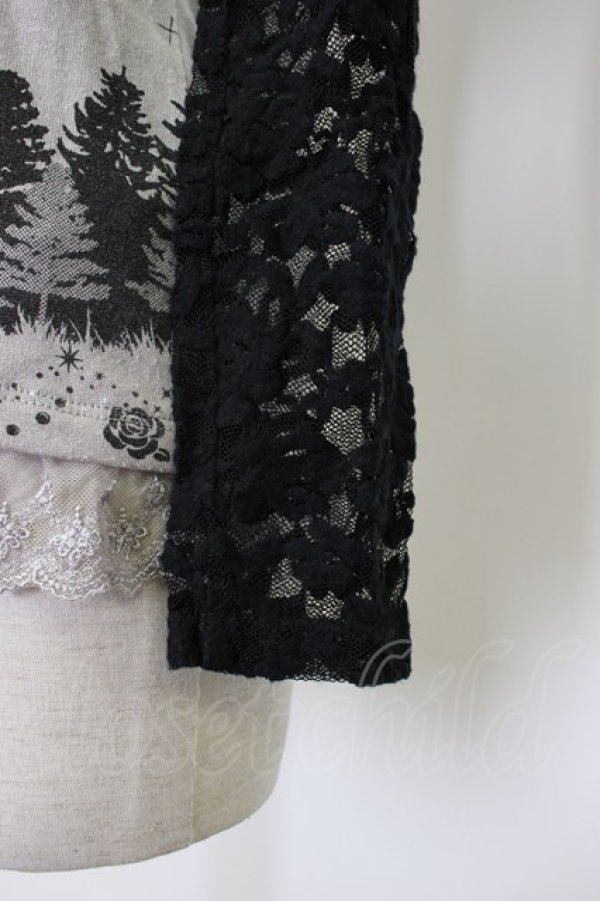 画像6: axes femme / レース切り替え森柄トップス  グレーＸ黒 T-26-01-10-001-AX-TO-SA-ZT (6)