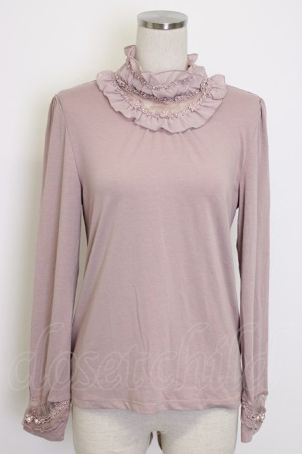 画像1: axes femme / ビジュー使いハイネックインナー  ピンク T-26-01-10-002-AX-TO-SA-ZT (1)