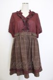 画像1: axes femme Nostalgic / チュール&ドットドッキング半袖ワンピース  ブラウン T-26-01-13-007-LO-OP-SA-ZT (1)